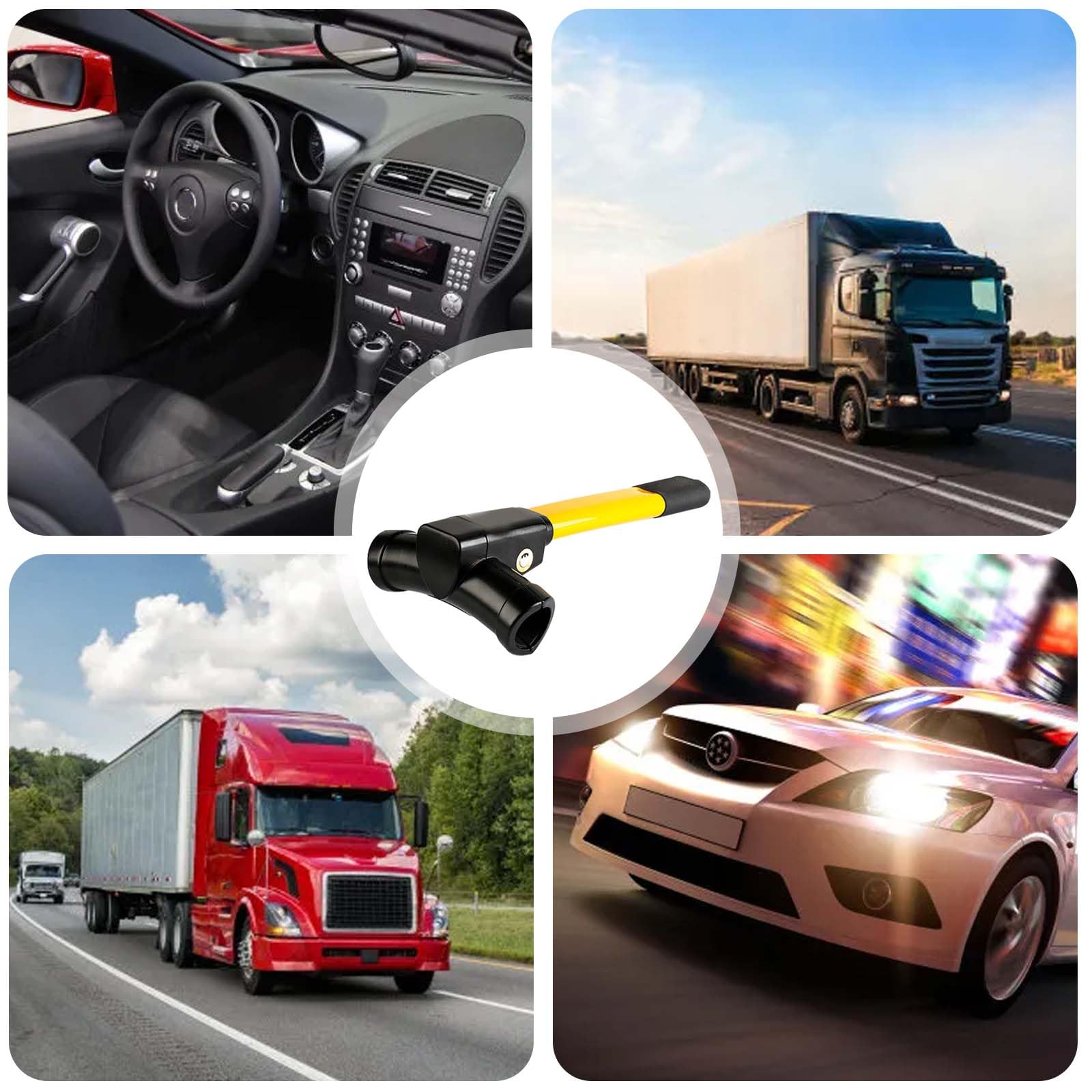 Antifurto universale per auto, con 2 chiavi, antifurto per auto, camper, furgoni, colore: nero