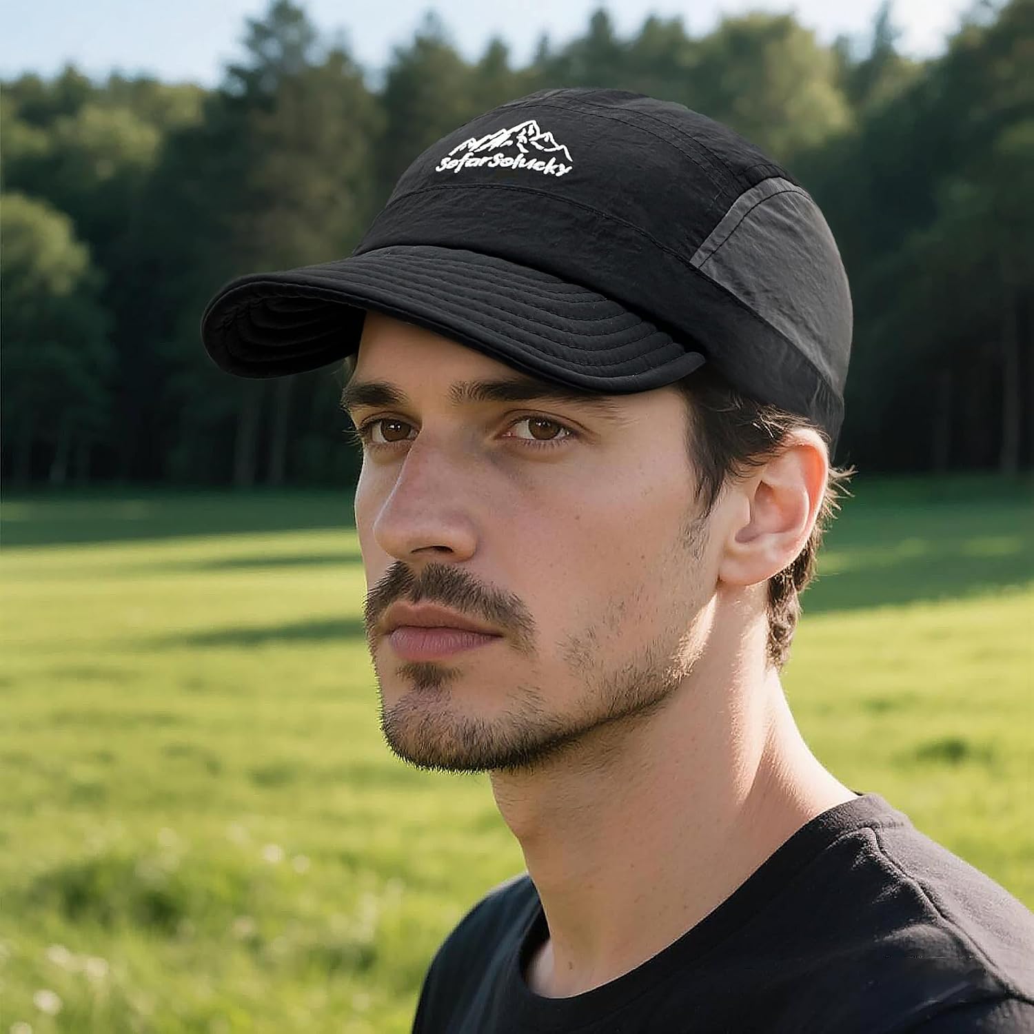 Croogo Short Brim 5 Panel Baseball Cap Fashion Flat Bill Cap Lightweight Breathable Sports Hat for Outdoor Activities image 3