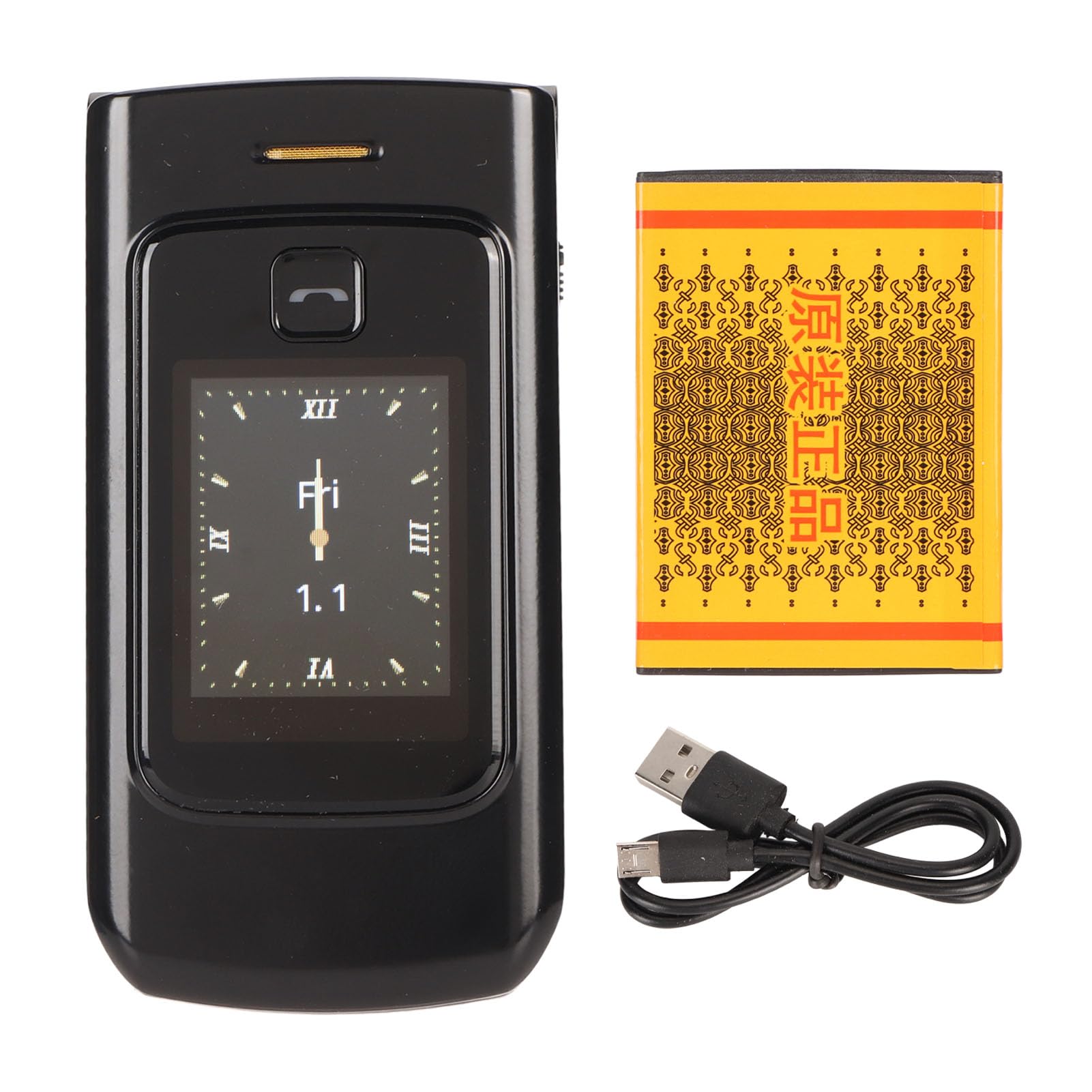 Telefon z klapką na Dwie Karty, Bateria 4800 MAh, Kolorowy Ekran Zewnętrzny o Przekątnej 1,77 Cala, Telefon z klapką dla Seniorów 4G, Pozycjonowanie GPS, kompatybilność z szeroką