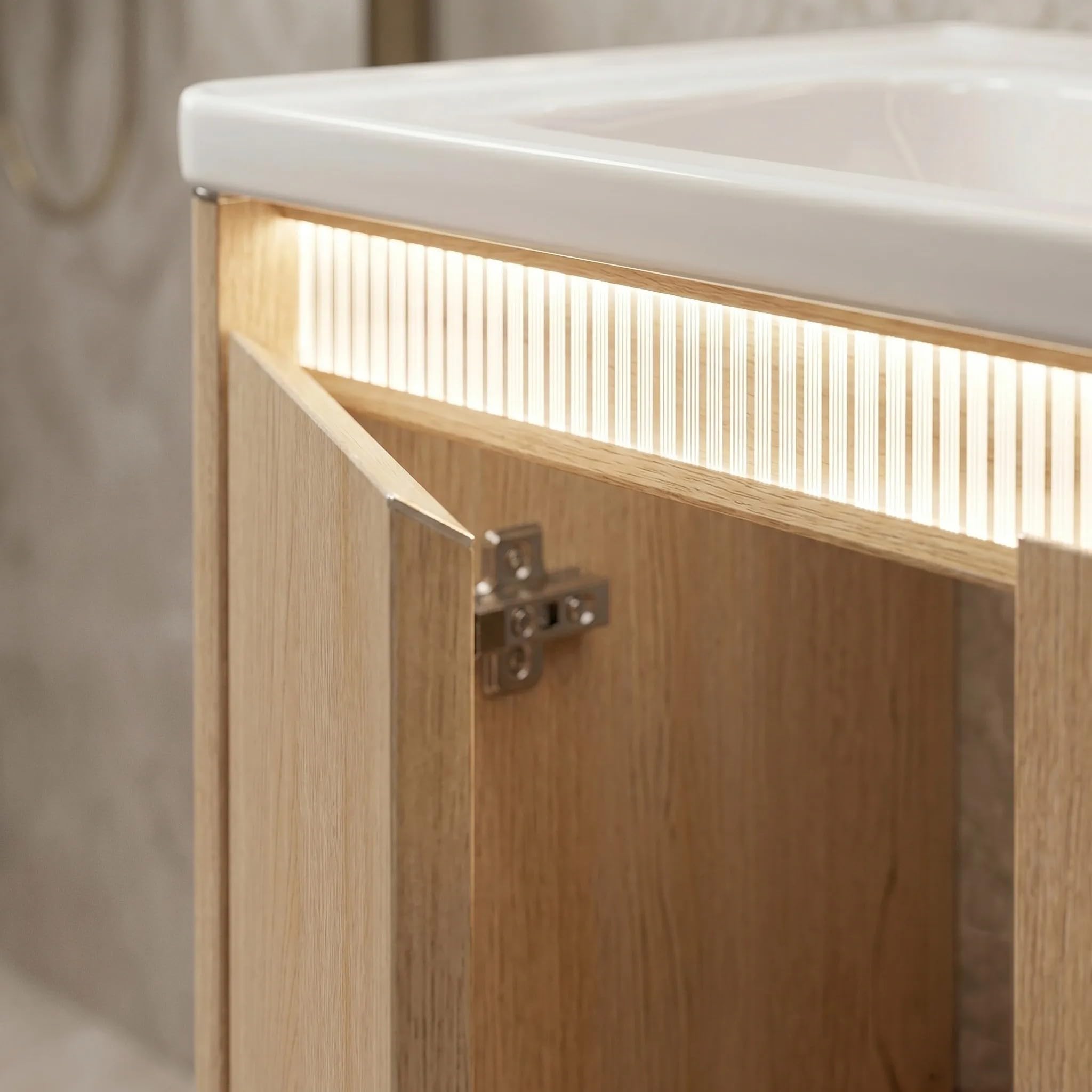 Rea - Zestaw Mebli Łazienkowych Z Umywalką De07-70 Oak 70cm Brązowy - 51x71x49 cm