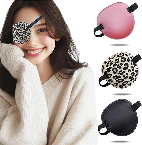 Vista 21 de 2 parches oculares, parches médicos para adultos, parche ocular 3D ajustable, parches suaves para ojos perezosos para ojos izquierdo o derecho