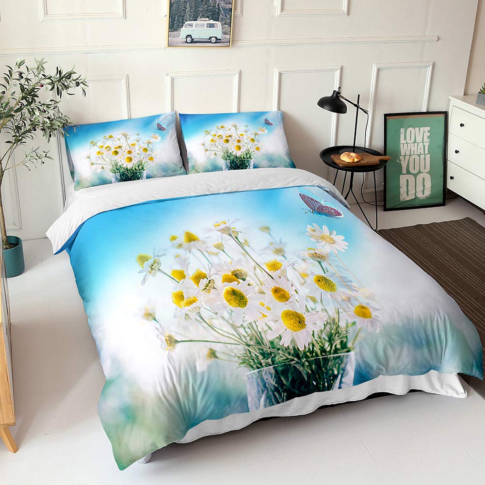 Housse de couette 200x200 marguerite ciel pour chambre lumineuse