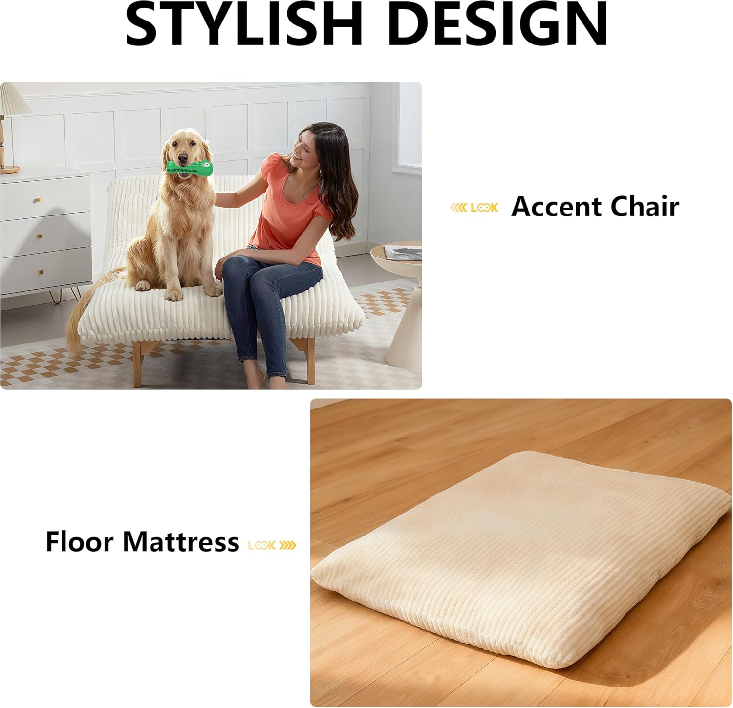 Oversized Accent Chairs, Comfy Upholstered Accent Armchairs, Chaise Lounge Loveseat Lounge Cloud Chair Indoor, Giant Bean Bag with Wood Frame for Living Room//Bedroom