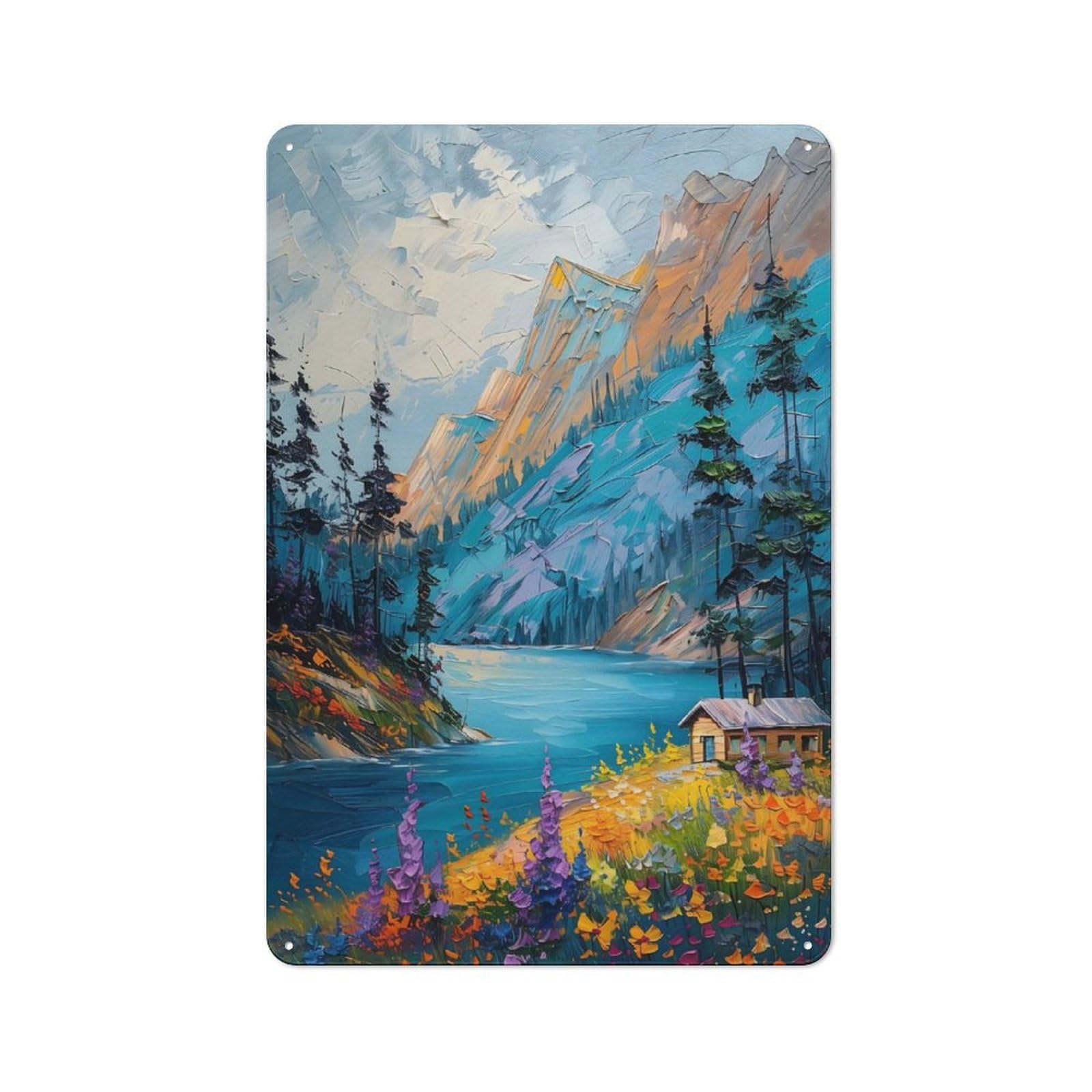 Junmoney Mountain Bright Landscape Retro Tin Sign 30X20cm For Man Cave Or Games Room, For Collectors Decorating Games Rooms And Man Caves