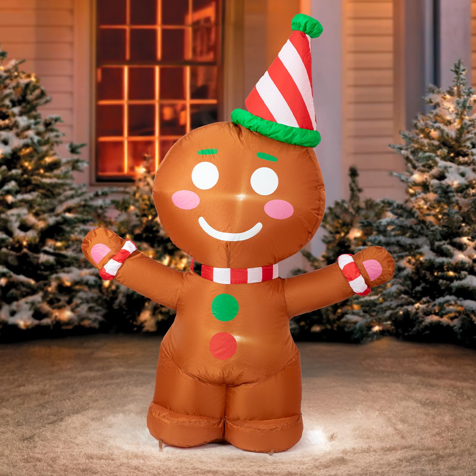 Bonhomme en pain d'épice gonflable de Noël pour décorer la pelouse extérieure