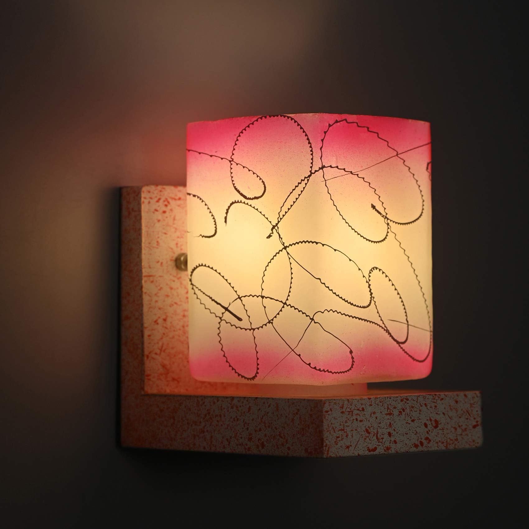 AFAST Wall Chair Designer Wall Light/Night Lamp of Romantic Pink Stylish Wood & Colourful Glass Shade, LED Compatible -W23