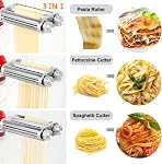 FavorKit Pasta Pièce jointe du fabricant 3 en 1 Set Compatible pour KitchenAid Mélangeurs Plus Accessoire à vis à bouton en moyeu avec rouleau de feuille de pâtes, cutter Spaghetti, machine à cutter Fettuccine et brosse de nettoyage