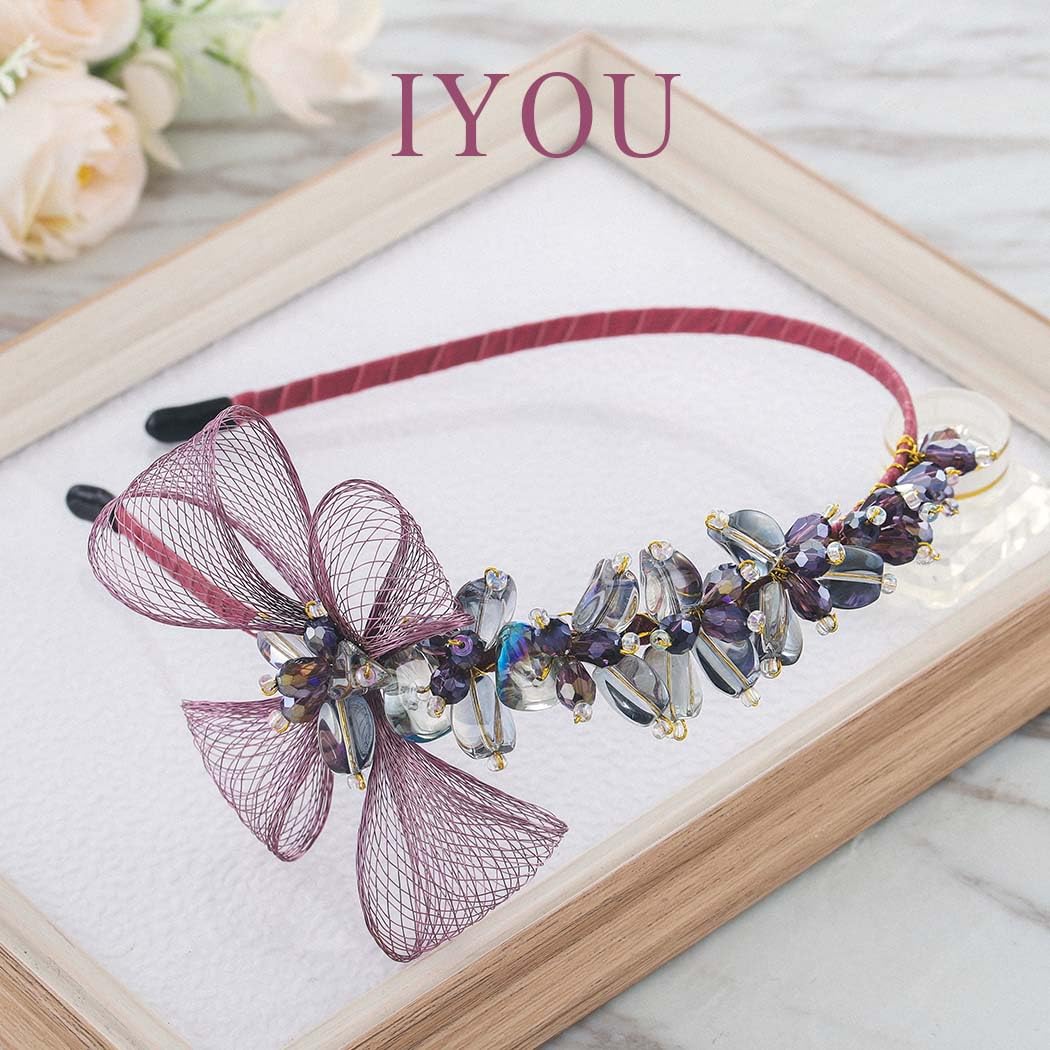 IYOU Fiore Sposa Fascia per Capelli Cristallo Rosso