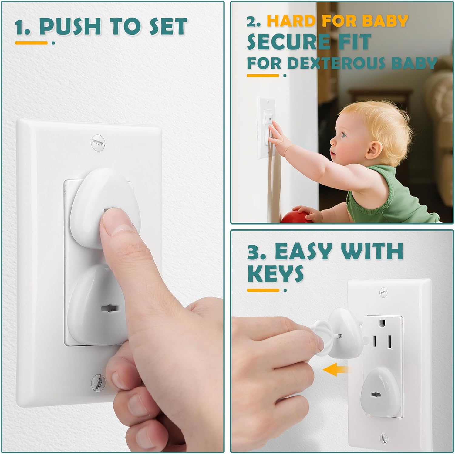 Baby Proofing Magnetic Cabinet Locks Kit (44 Pack) + Outlet Covers Baby Proofing (58 Pack)