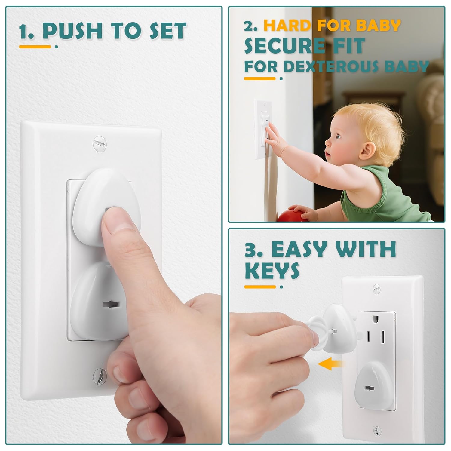 Outlet Covers Baby Proofing (58 Pack), Baitiny Electrical Secure Baby Proof Plug Covers, Child Baby Safety Products Socket Covers for US