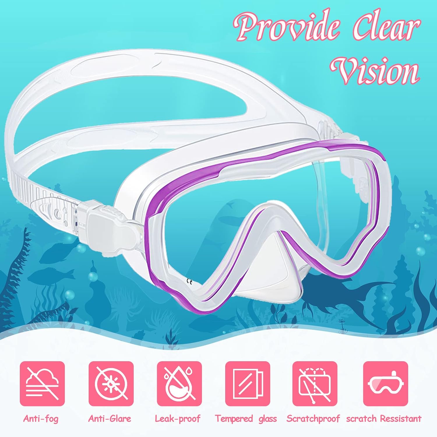 Yexiya 3 Pack Kids Swim Goggles Silicone Anti Fog Diving Mask Tempered Glass Child Swimming Goggles with Nose Cover Anti Leak Snorkeling Gear Mask for 6-14 Kids Boys Girls Youth