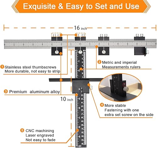 Miniatura 5 de Plantilla de extracción de gabinete, plantilla de hardware de puerta de gabinetecajón para instalación de manijaperillatirador, plantilla de