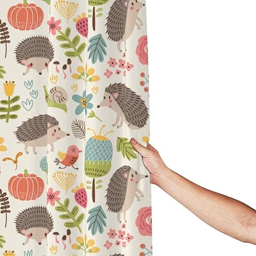 Miniatura 7 de Cortina de ducha decorativa con erizos, forro de plástico de 72 x 72 pulgadas, cortinas de ducha extra largas para baño, juego de cortinas de baño