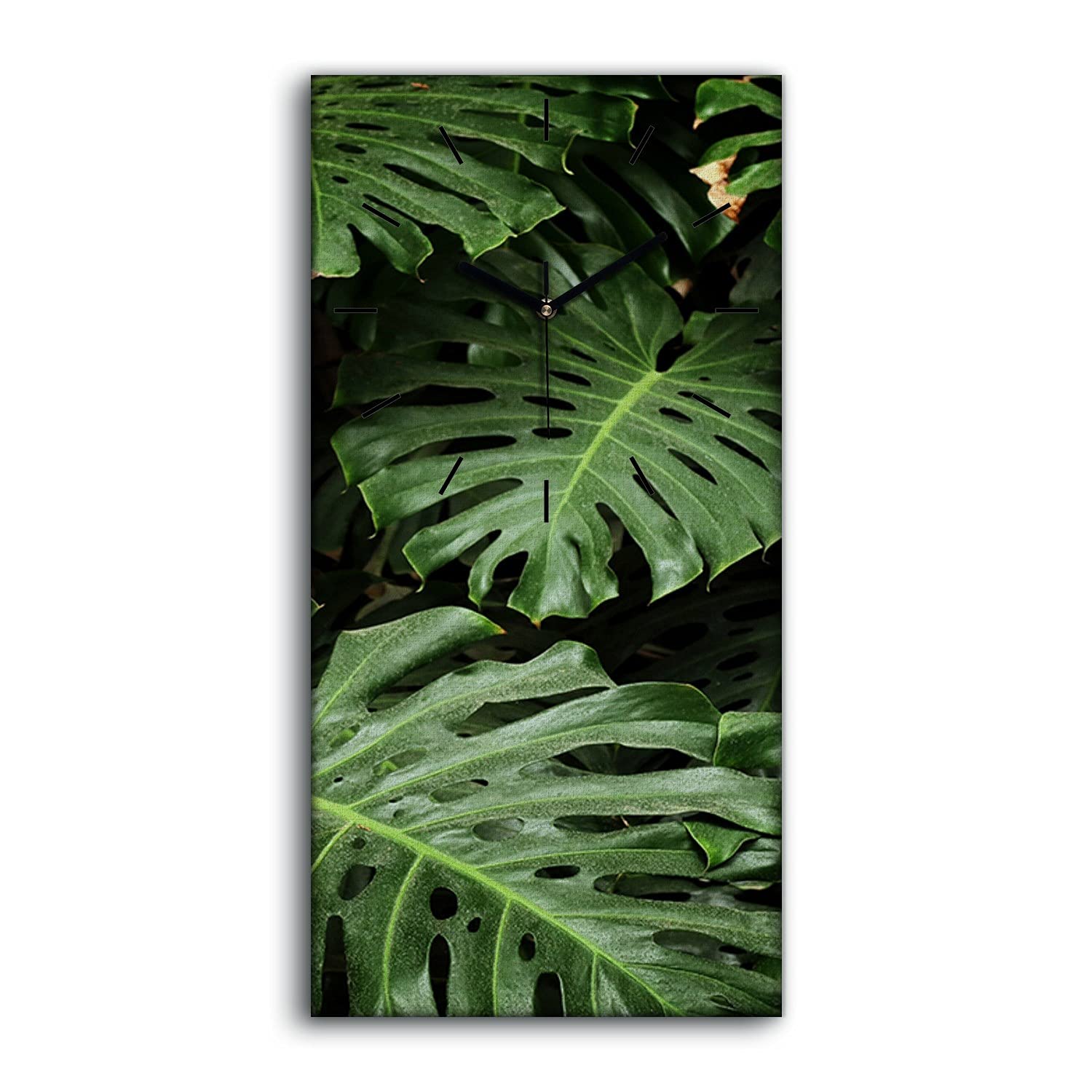 Horloge sur toile feuilles de monstera pour une chambre zen et design