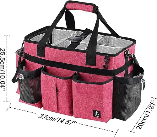 Miniatura 4 de Timoxi Bolsa grande de limpieza con divisor desmontable, organizador de limpieza con asas, bolsa de suministros de limpieza con correa ajustable