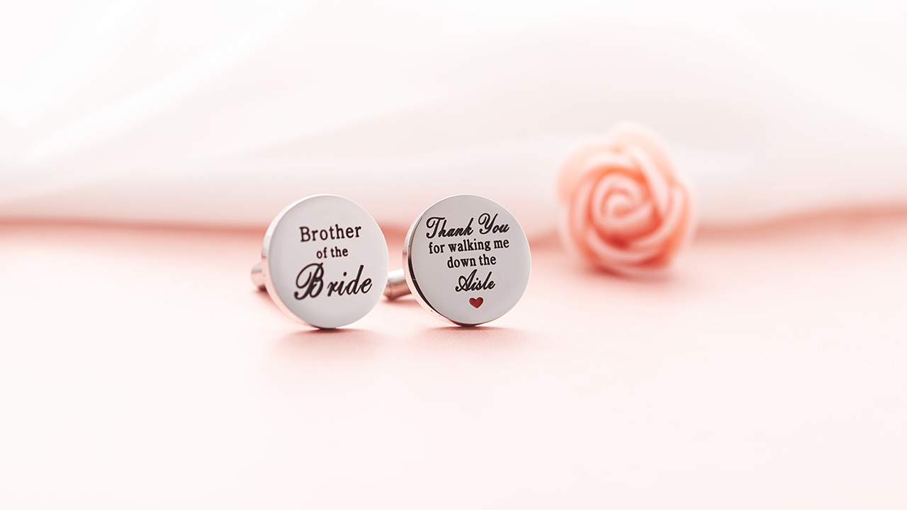 Mancuernillas de acero inoxidable para hermano de la novia miniatura 7