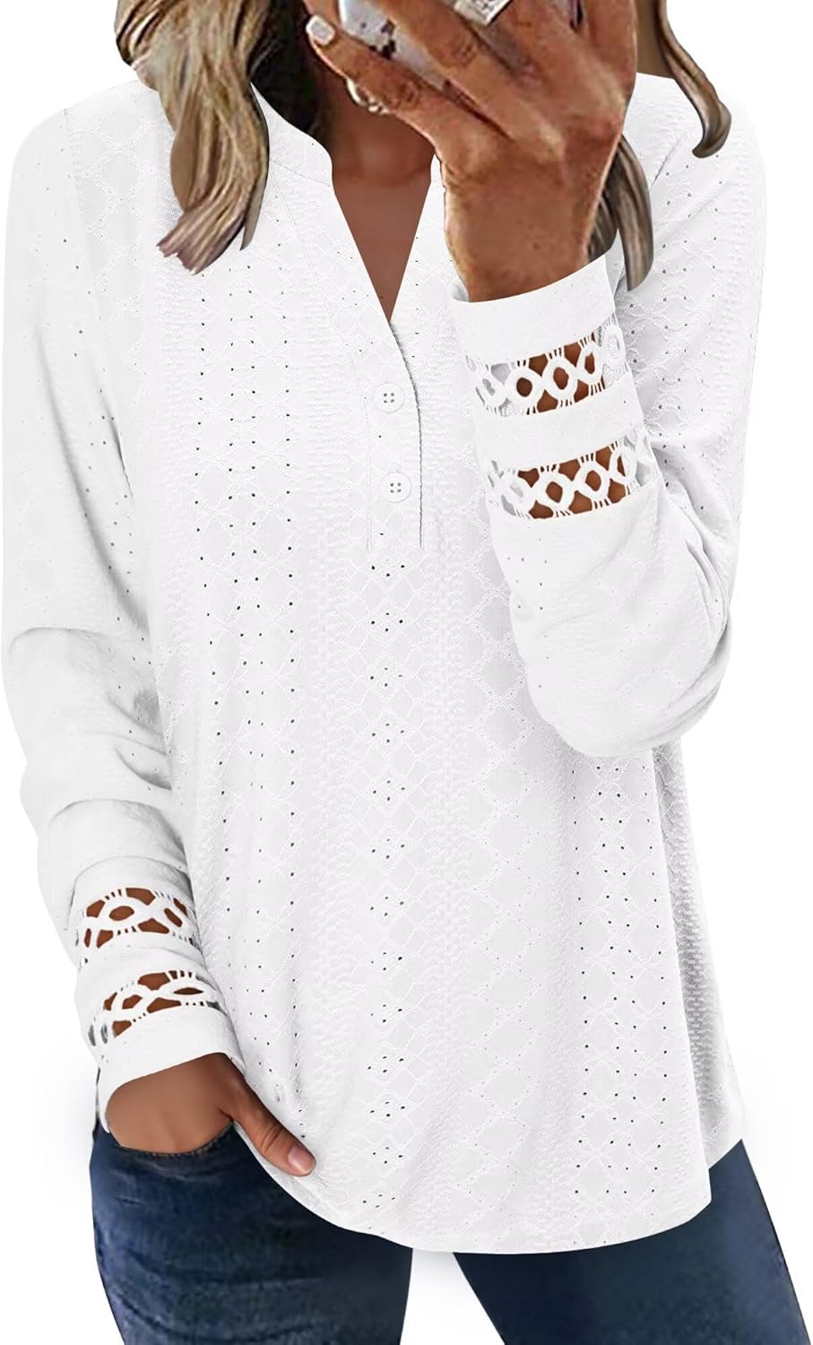 Magritta Womens Blouses Fall Tops Casual Long Sleeve Work Shirts Dressy V Neck Button Up Tunic Tshirts - Image 2