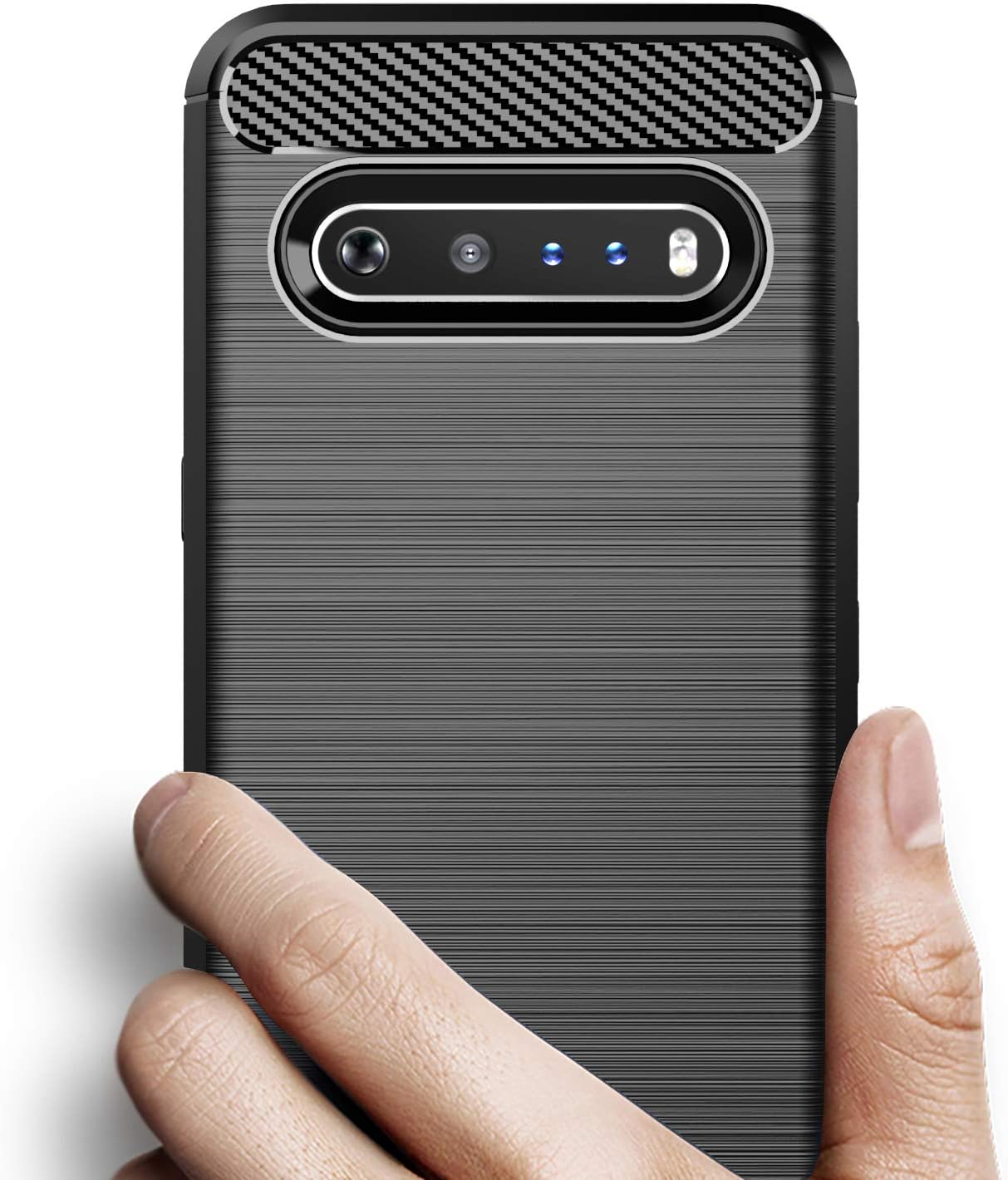 Osophter for LG V60 ThinQ Case,LG V60 Case Shock-Absorption Flexible TPU Rubber Full-Body Protective Phone Cover for LG V60 ThinQ(Black)