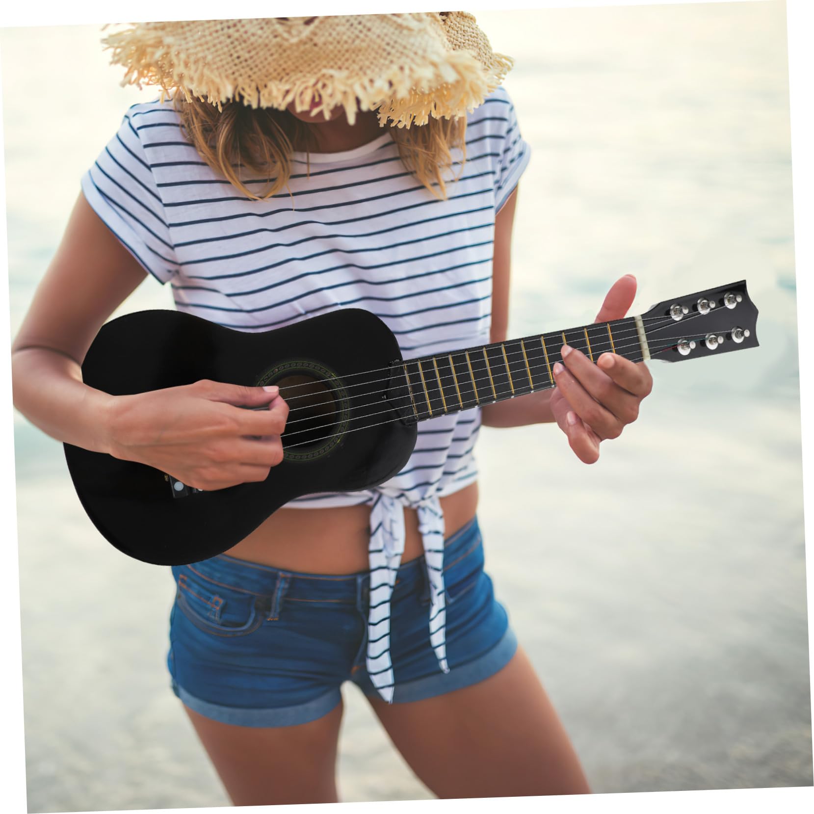 Mikinona Guitarra de Juguete para Juguete Musical de Madera Guitarra Acústica para Principiantes para Educación Temprana para Pequeños