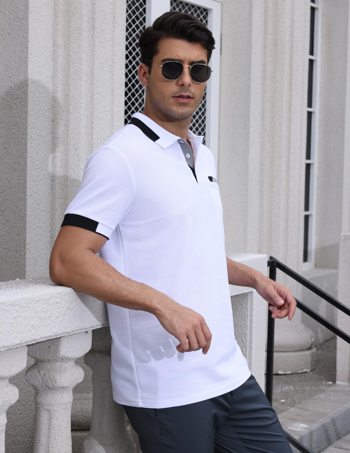 VHUQGVU Polo Uomo Manica Corta Slim-Fit Polo Golf da Uomo con Colletto Poloshirt Casual a Manica Corta T Shirts