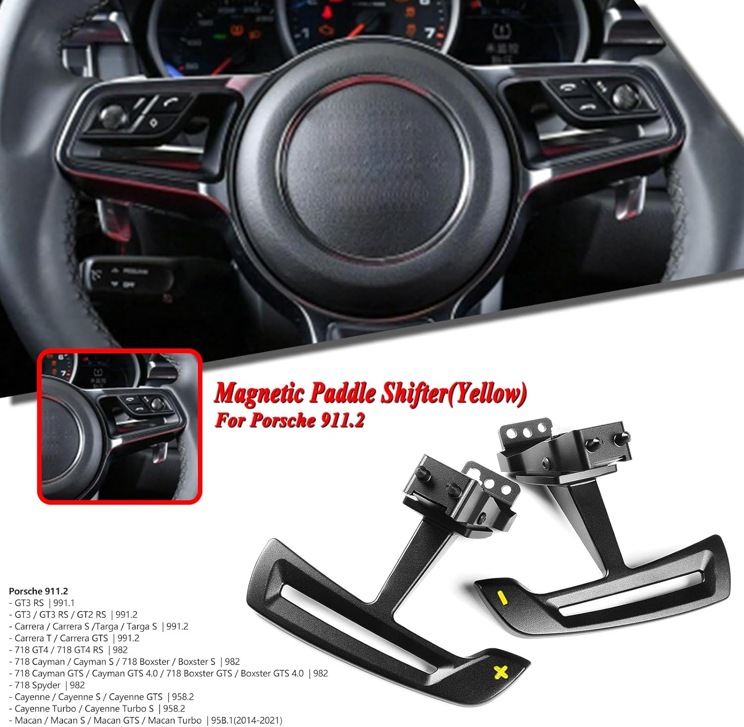 Car Inner Steering Wheel Magnetic Paddle Shifter for Porsche 911.2