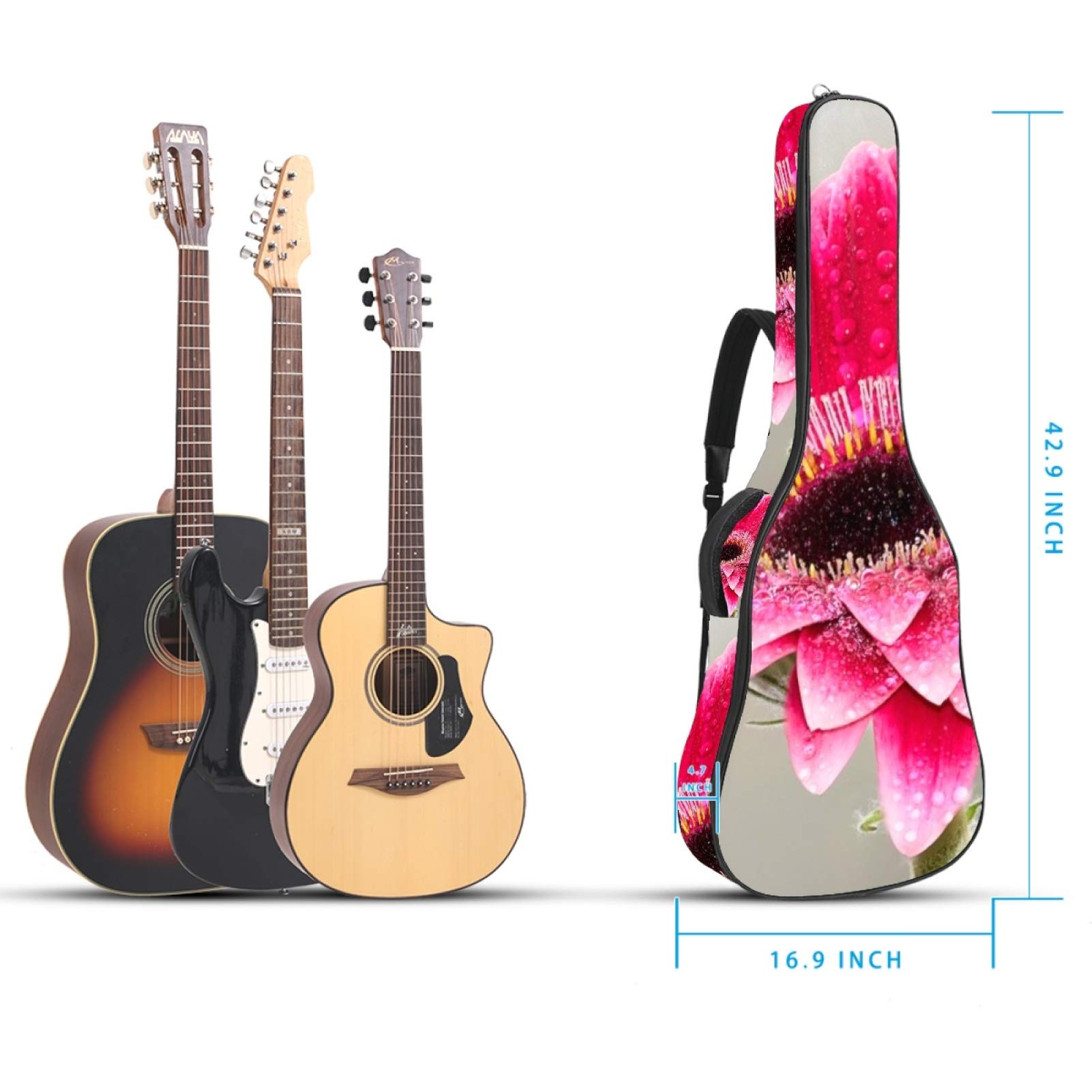 Borsa Per Chitarra Impermeabile - Zaino O Trasporto A Mano, Tessuto Scozzese Rosso/Verde - Foto 10