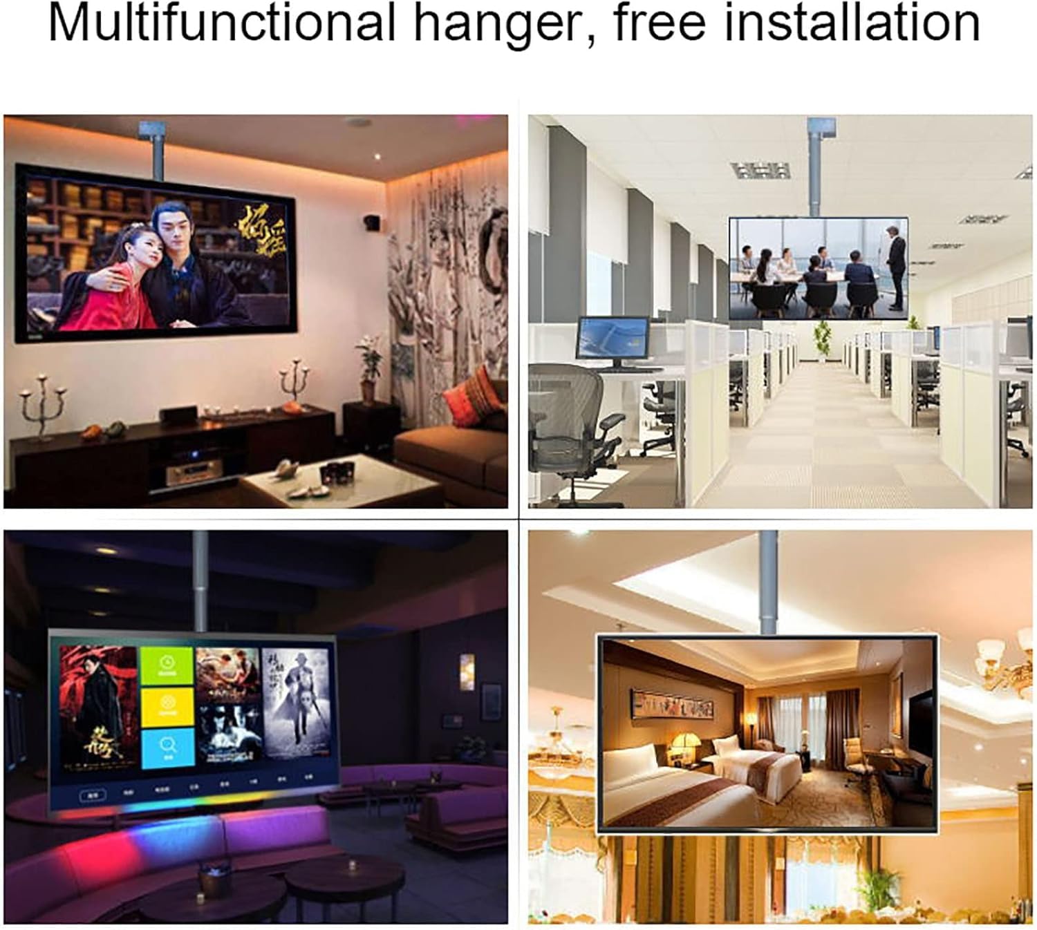 Soporte de Pared para TV, Soporte de Techo eléctrico con Control Remoto, Tapa abatible de 90°, Apto para Pantallas LED de 26 a 75 Pulgadas (1200)