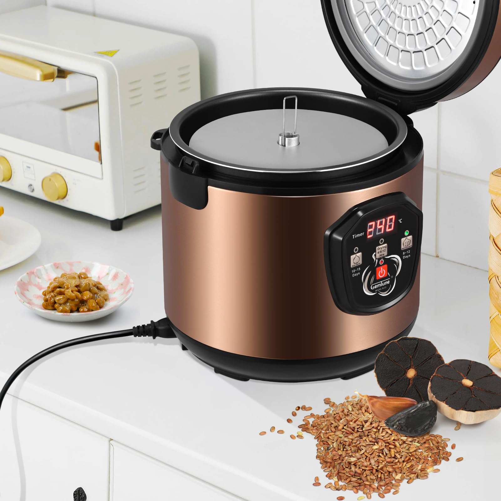 Schwarzer Knoblauch Fermenter 6L, Sunowl Joghurt Maschine, Automatische Intelligente Black Garlic Maker Schwarzer Knoblauch Fermentiert Fermentierter Knoblauch Maschine