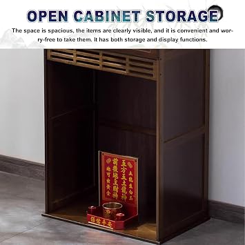 Altar Table With Drawer And Pull-out Shelf, Altar Cabinet For Storage, Meditation Display For Spiritual Practice, Traditional Altar For Worship, Temple For Home Pooja Mandir