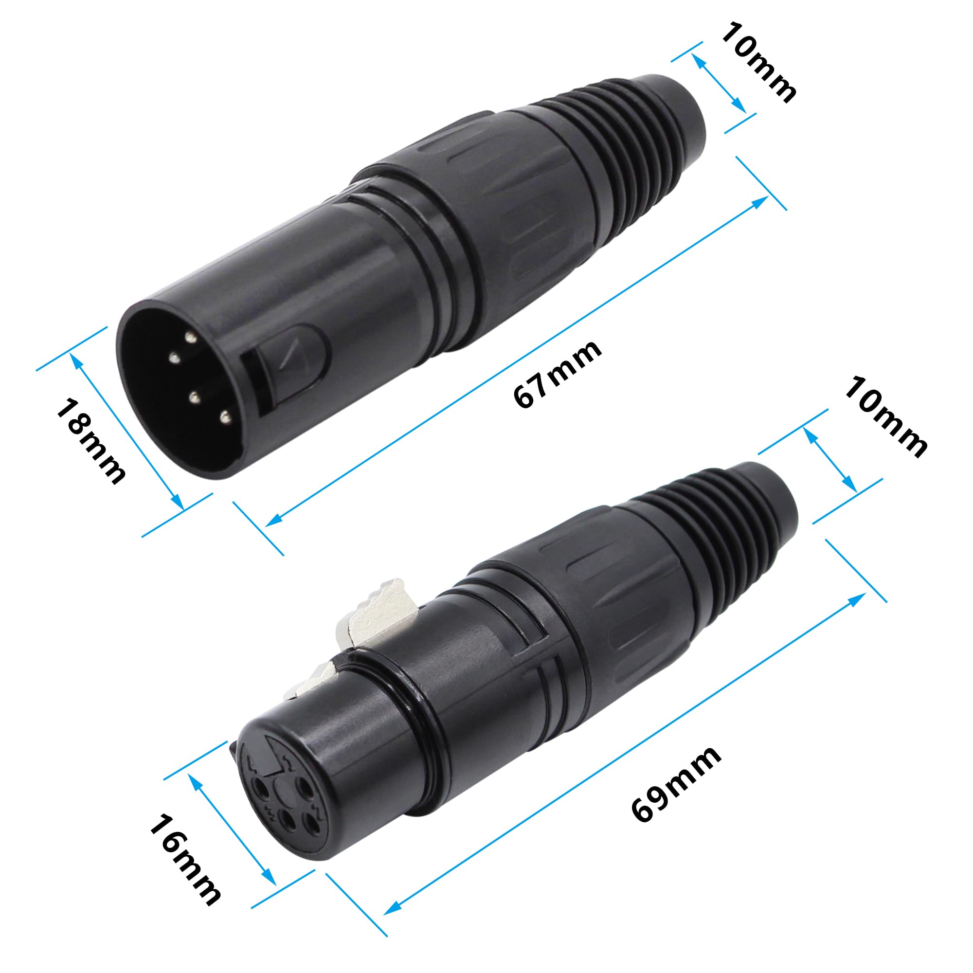 Amazon.co.jp: Kallaudo 4ピン XLR ケーブルコネクタ XLR 4ピン オス