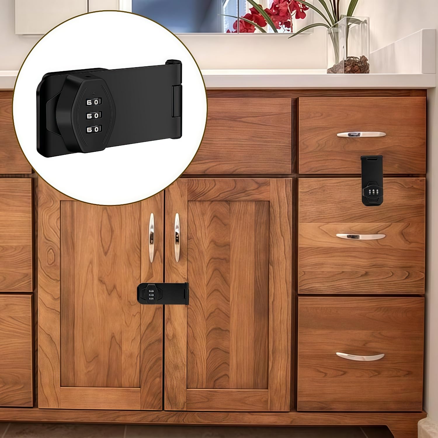 Cerradura de Combinación de Puerta Gabinete,Cerradura de Seguridad 3 Dígitos con Tornillo,Cerradura Mecánica con Contraseña,Cerradura de Privacidad para Puertas Armarios Granero Garaje (2PCS Nero)