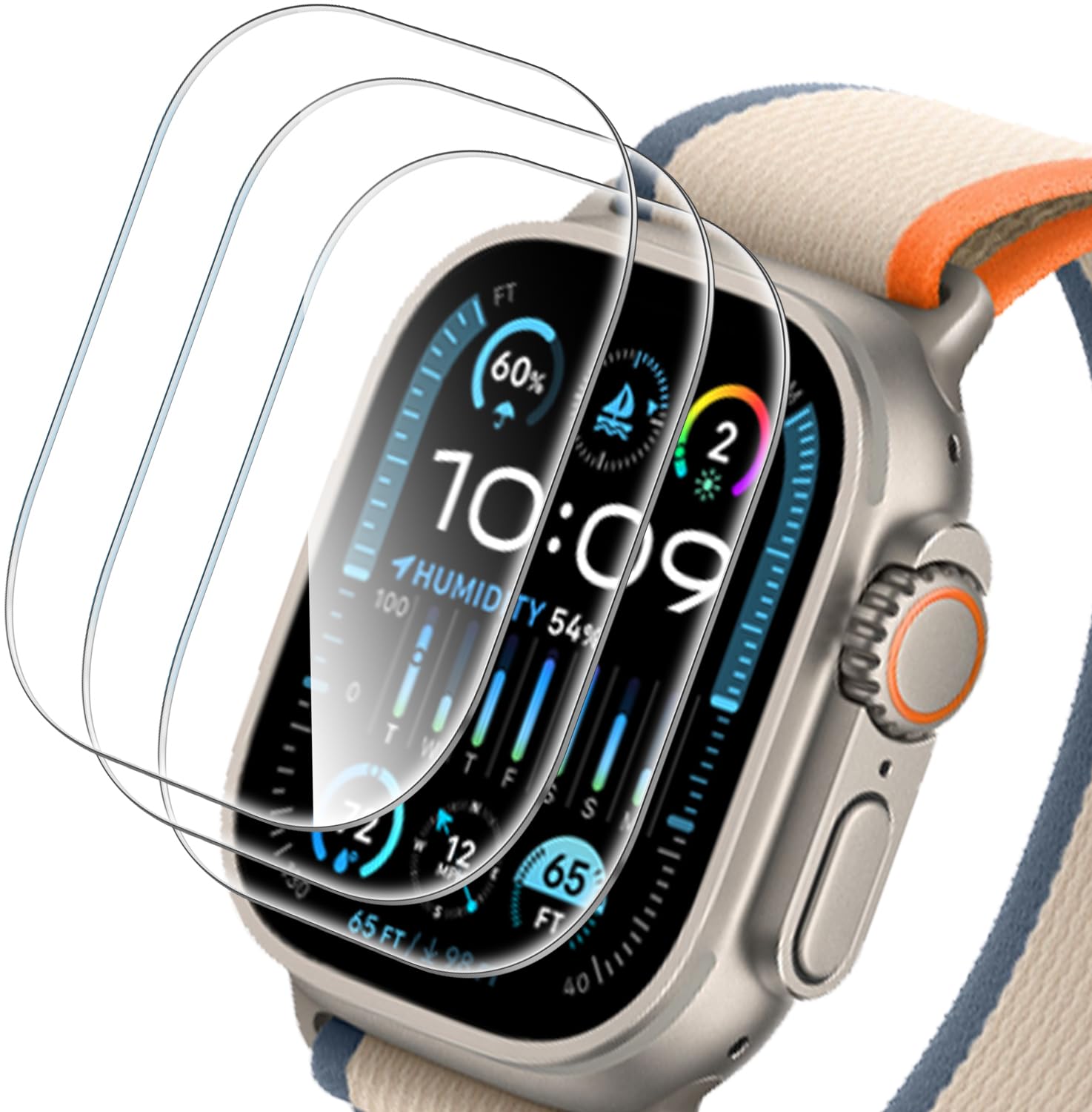 T Tersely(3 Pack) Glass Screen Protector for Apple Watch Ultra 3/2/1 49MM (2025 2024 2023 2022), Tempered Glass Full Cover HD Clear Film Guard