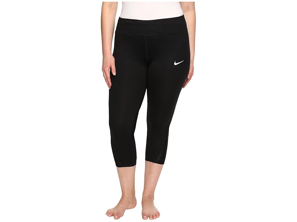 

Nike Power Running Crop (Sizes 1X-3X) (Black/Black) Women's Workout