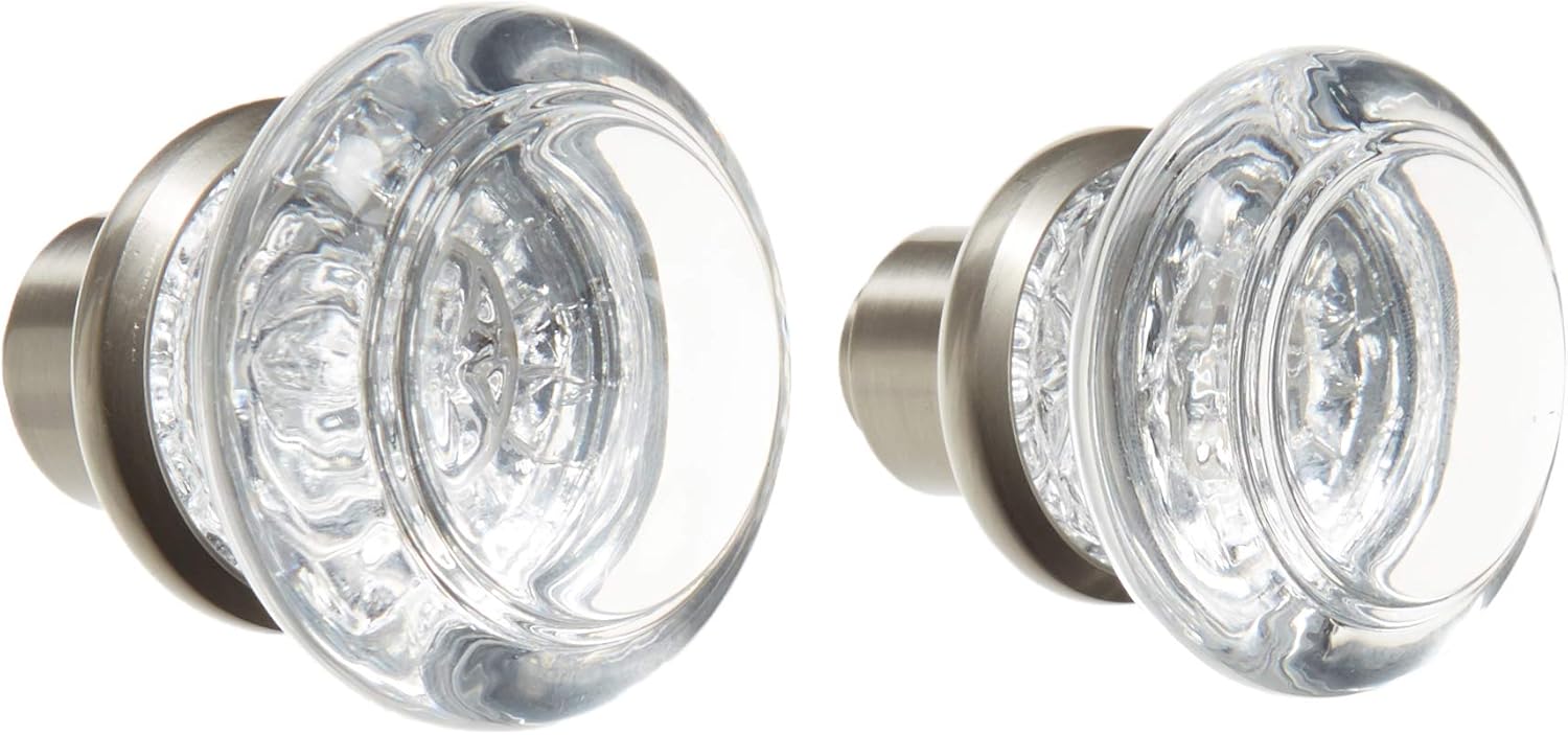 idh by St. Simons 21301-015 Premium Quality Solid Brass Crystal Knob with Round Solid Brass Base, Satin Nickel