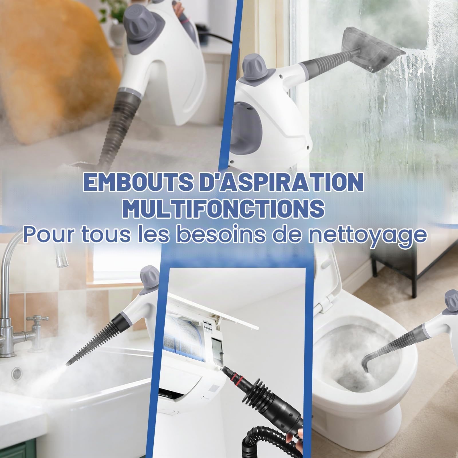 Nettoyeur Vapeur Portable, 3,2Bar Nettoyant Vapeur Multifonction