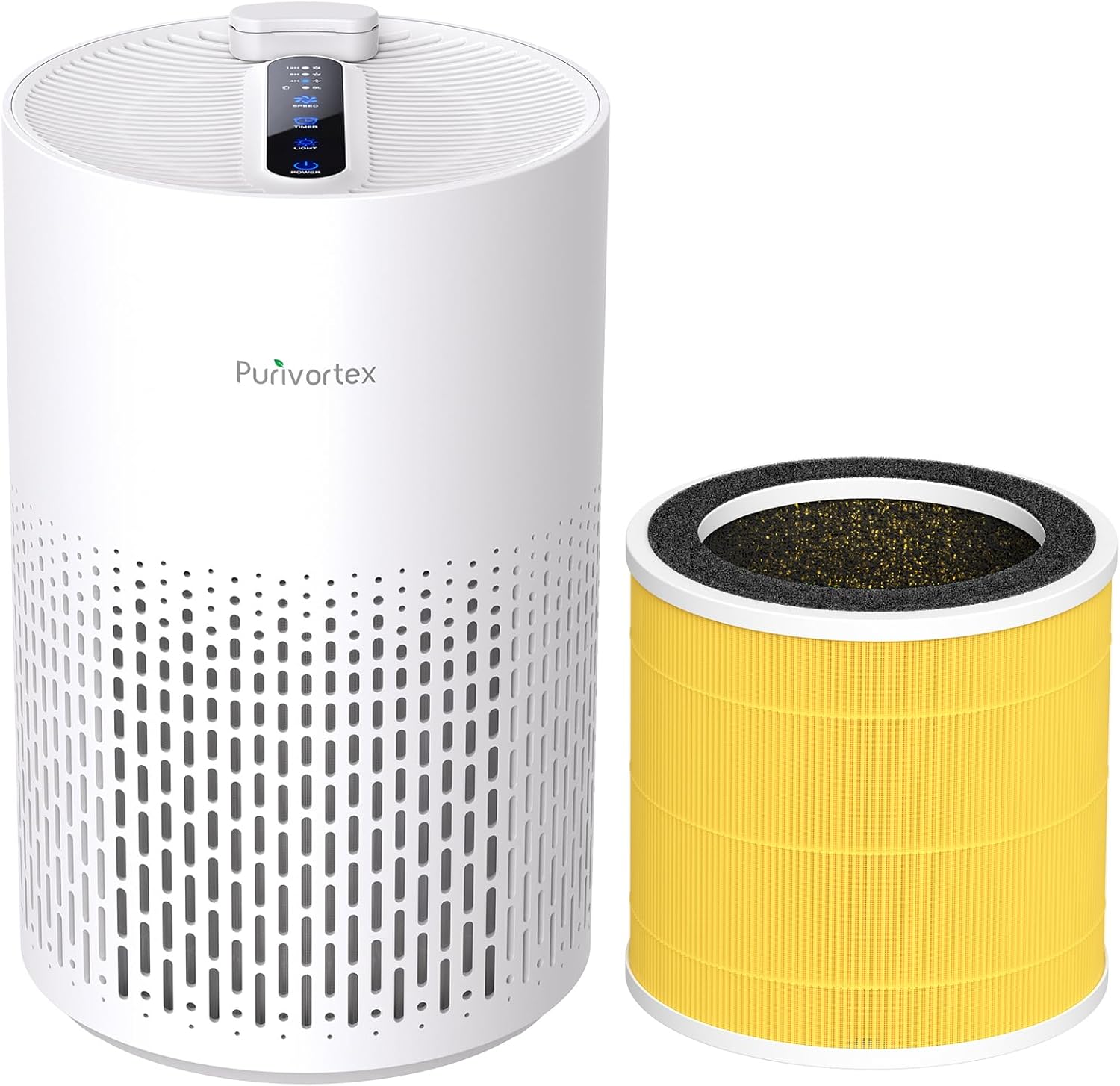 Purivortex PX500 Air Purifier with Fragrance Sponge (White) + Pet Care HEPA Filter Bundle