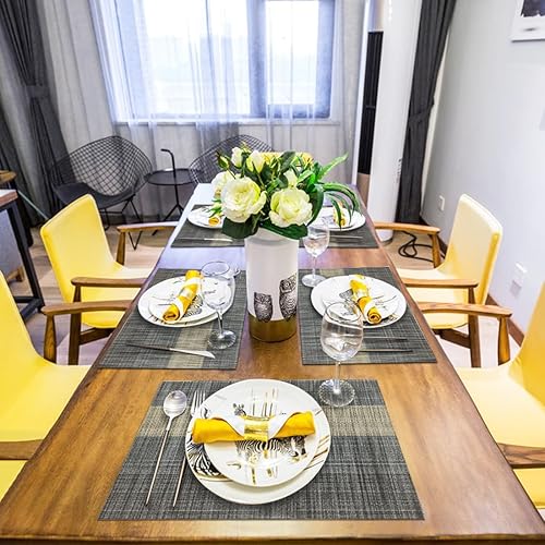 Miniatura 5 de Juego de 6 manteles individuales tejidos resistentes al calor para mesa de cocina, interiorexterior, vinilo tejido lavable, tapete lavable (juego de