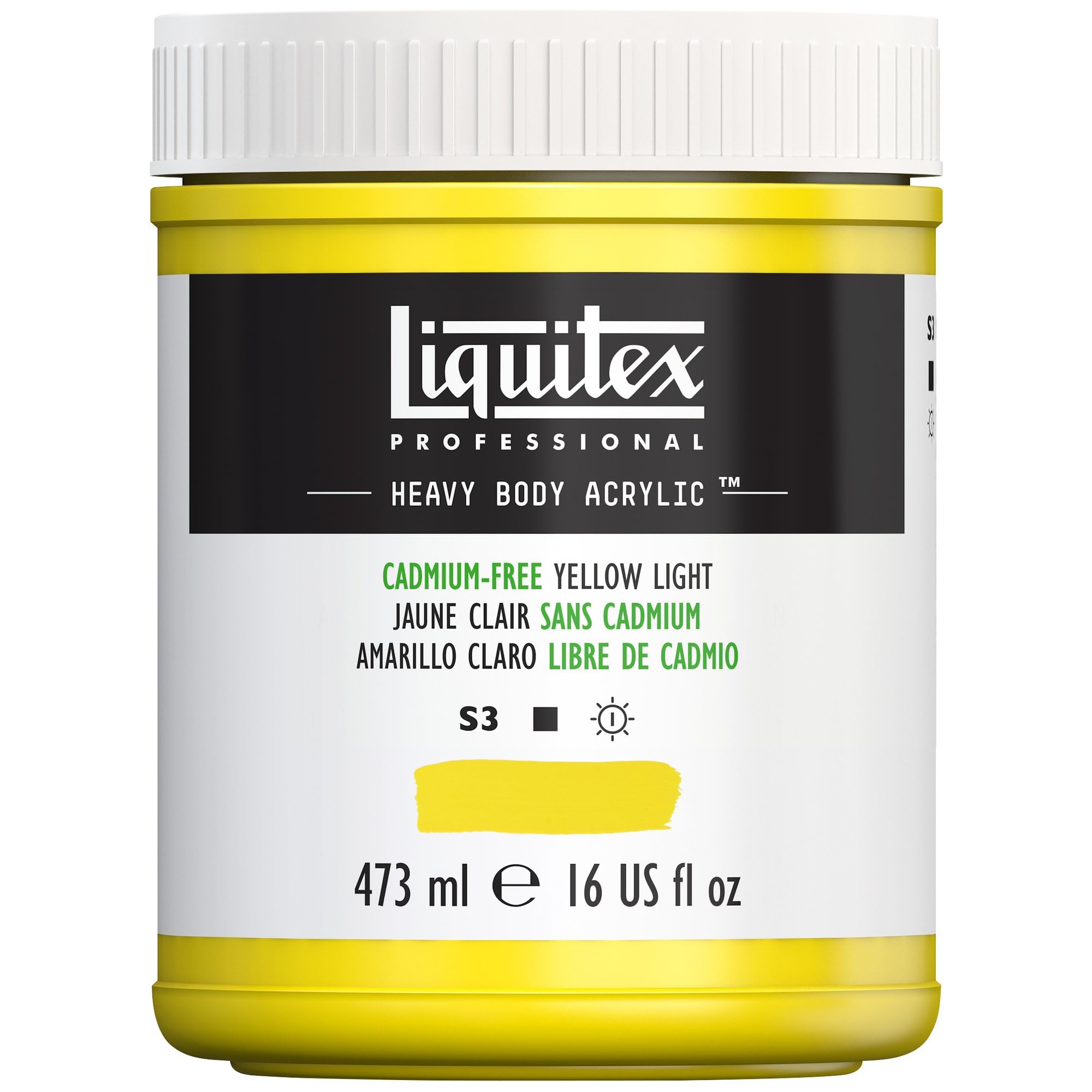 Liquitex 4412889 Professional Heavy Body Acrylfarbe in Künstlerqualität mit ausgezeichneter Lichtechtheit in buttriger Konsistenz, 473ml Topf - Kadmiumfrei Gelb hell