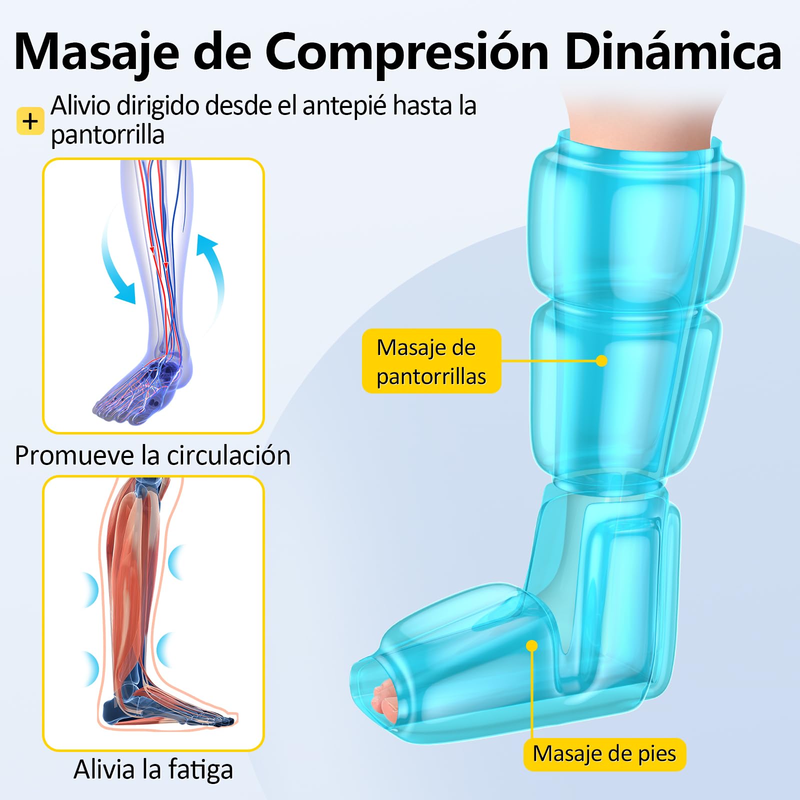Comfytemp Masajeador de Pies y Piernas Inalámbrico, Masaje de Compresión | Batería 2500mAh, Presoterapia Piernas, Masaje Personalizable para Tobillos, Plantas y Empeines, Adecuado para Papá y Mamá
