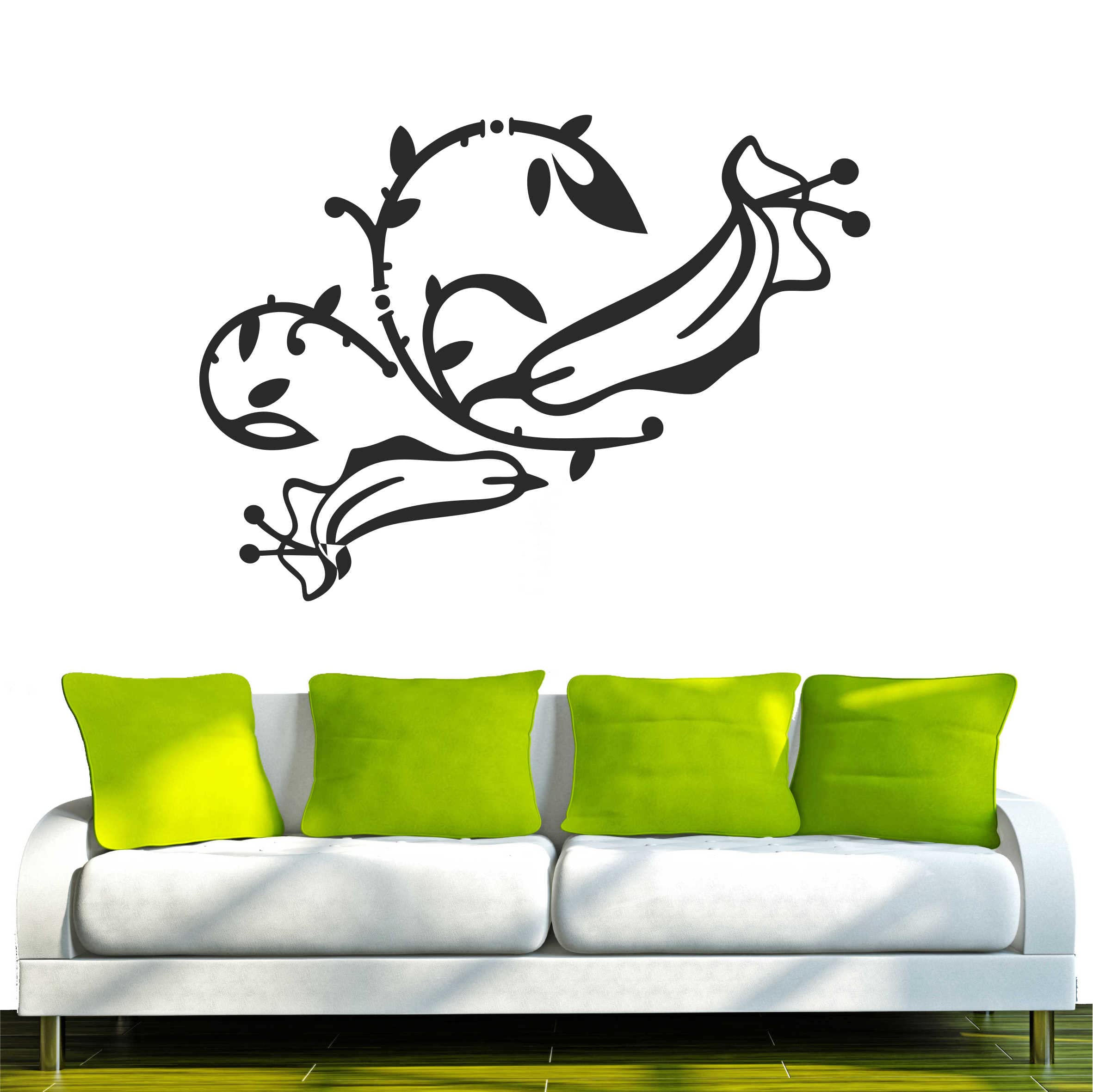 INDIGOS UG - Wandtattoo Wohnzimmer - Wandaufkleber Blume 160x116 cm - schwarz f67 - Aufkleber Kinderzimmer Schlafzimmer Küche Badezimmer Büro Dekoration