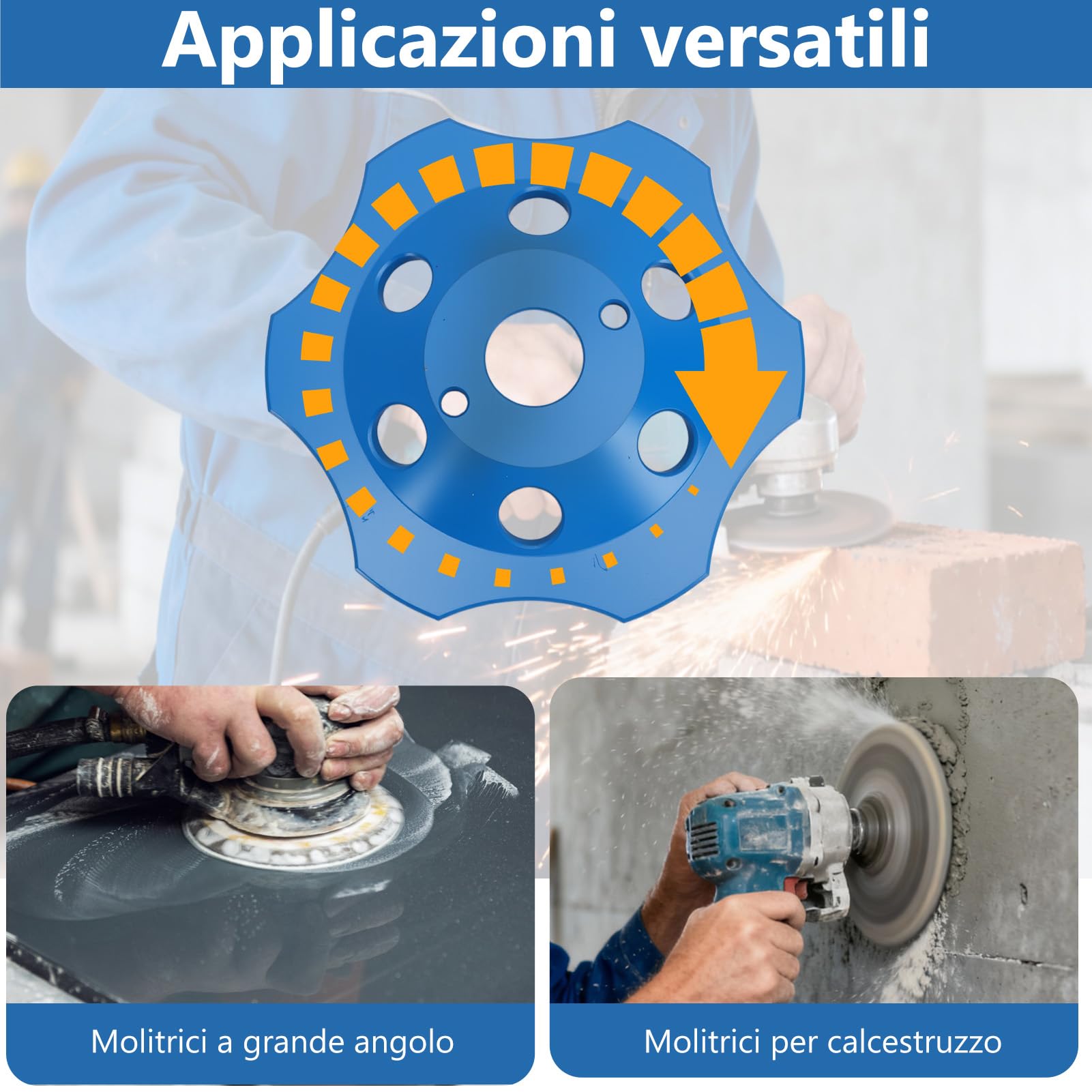 Mola a Tazza Diamantata da 125mm, PCD Tazza Diamantata con 6 Segmenti, | Riduzione della Polvere, Robusto e Durevole, per Cemento Malta, Colla per Piastrelle e Rivestimenti di Vernice