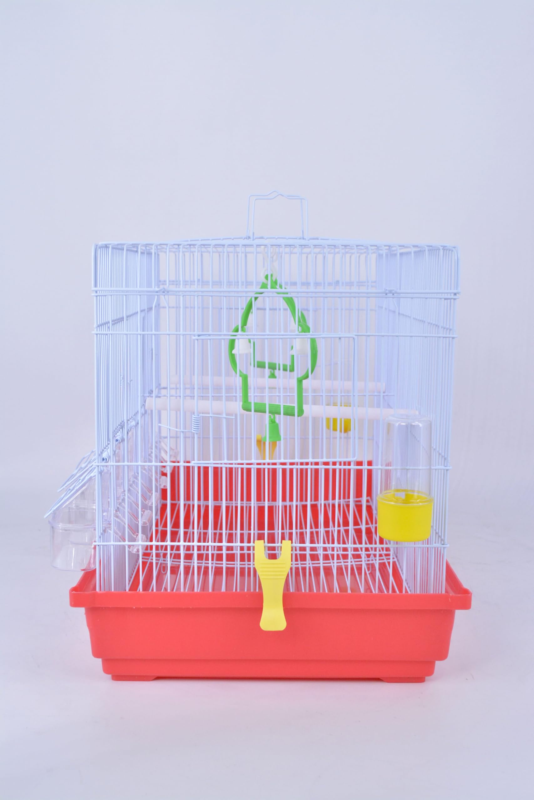 Pet's Solution - Gabbia Cova per Uccelli come Canarini, Ideale per Allevamento, con Beverini, Altalene, Divisorio, Posatoi e Mangiatoie - Rosso 58X35X36,5h cm