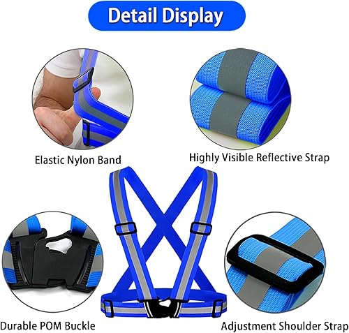 Miniatura 8 de Chaleco reflectante con faro LED, paquete de 6 piezas de equipo de correr reflectante con sensor de movimiento recargable, brazaletes reflectores de