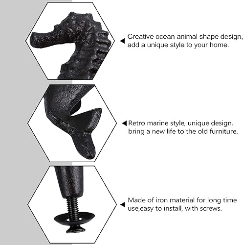 Miniatura 8 de DOITOOL Tiradores de cajón de gabinete, 4 tiradores de cajón del océano costero para cuarto de bebé, aparador, armario, cocina, hechos a mano,