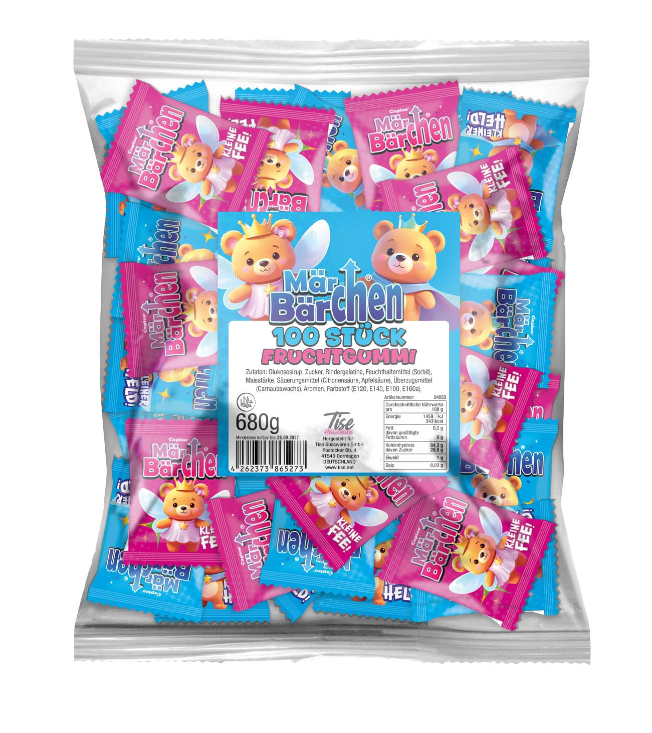 Tise Süsswaren Märchen Bärchen Gummibärchen (800 Stück 5440g), ideal als Wurfmaterial Karneval