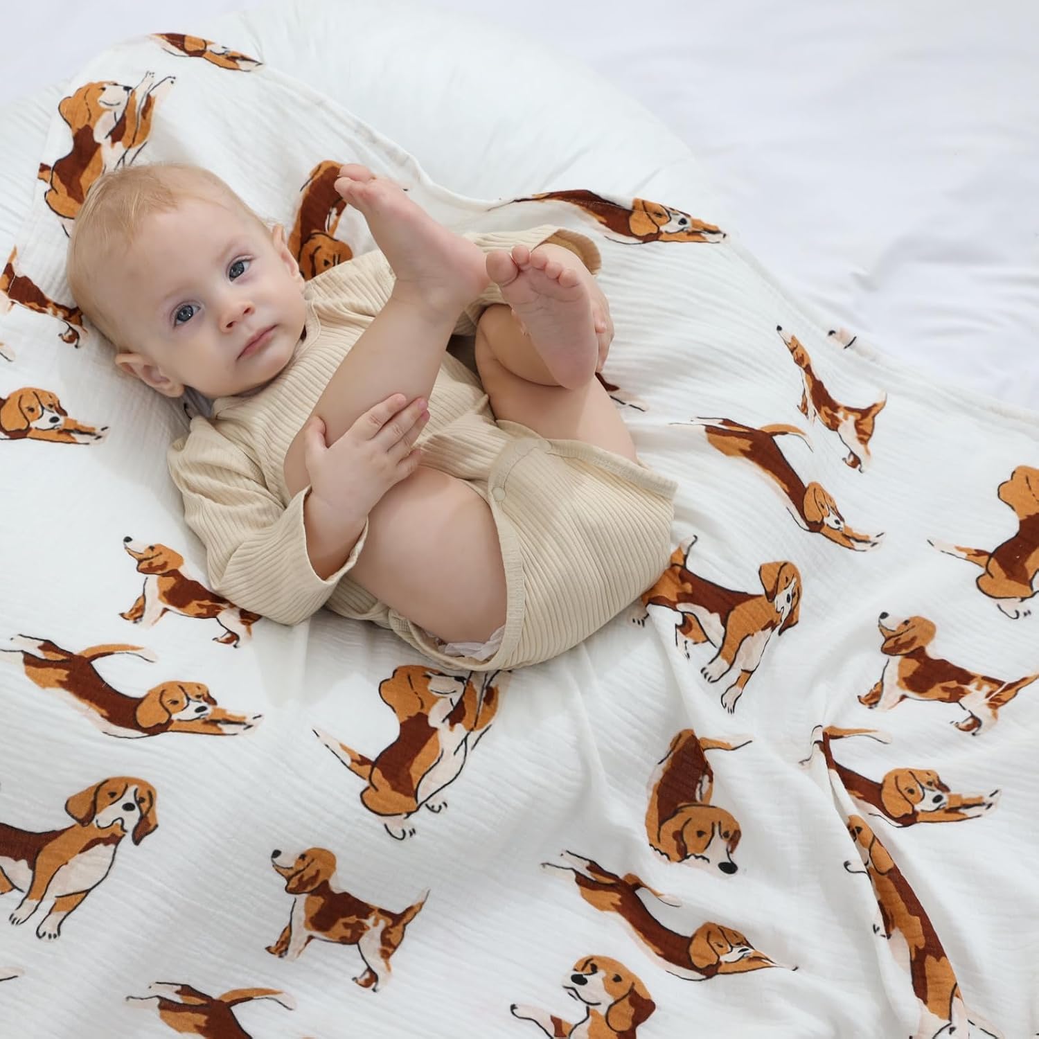 insular Muslin Swaddle Blankets for Boys Girls, 2 Pack Receiving Baby Blanket Large 47 x 47 inches, Soft Breathable Swaddling Wrap for Unisex Newborn, Party Dogs&Labrador