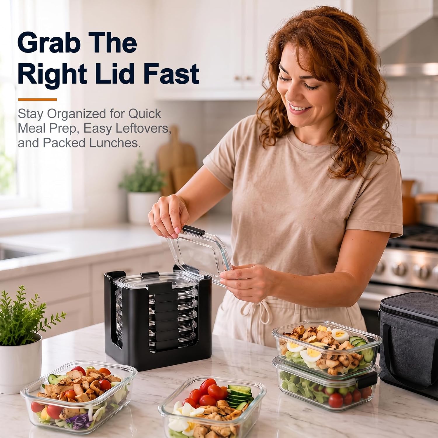 Food Container Lid Organizer for Rubbermaid Brilliance nap-on lids