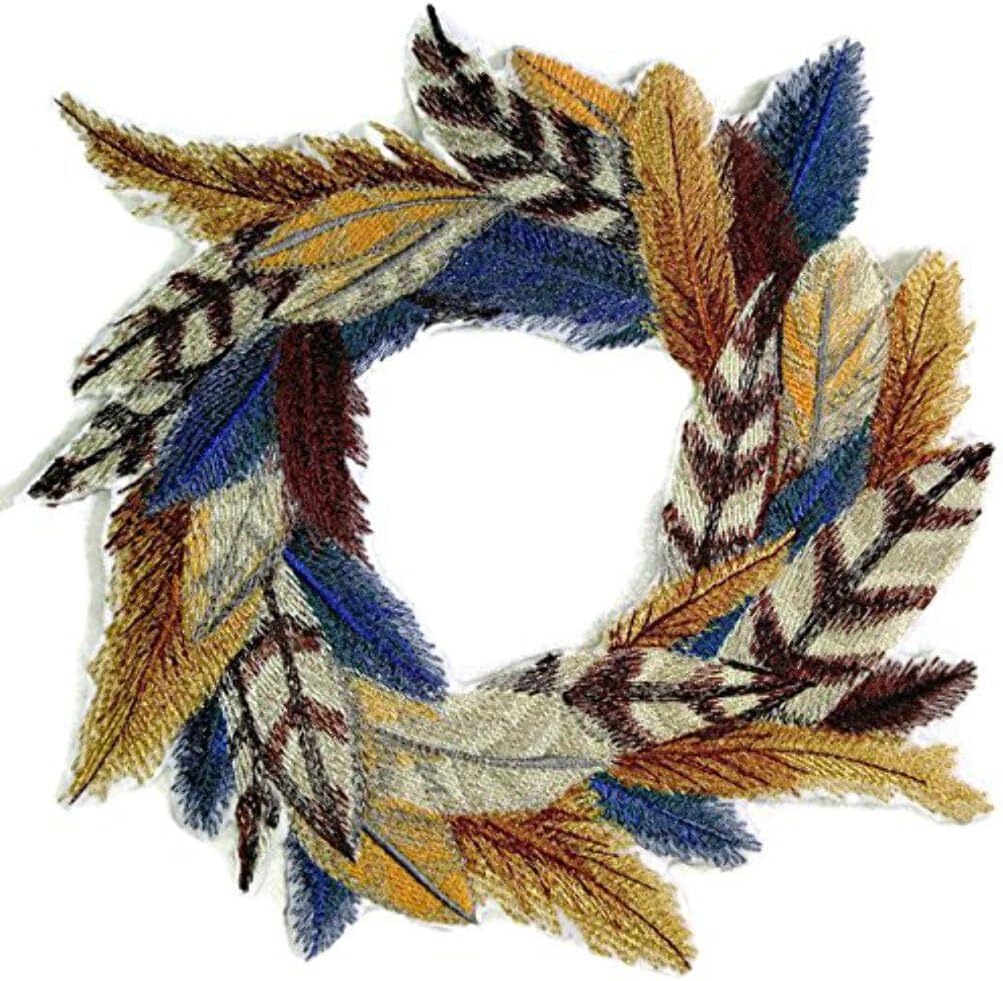 Custom and Unique Fancy Feather Collection[Feathers Wreath] Embroidered Iron on/Sew Patch [7.7" *7.8"] [Made in USA]