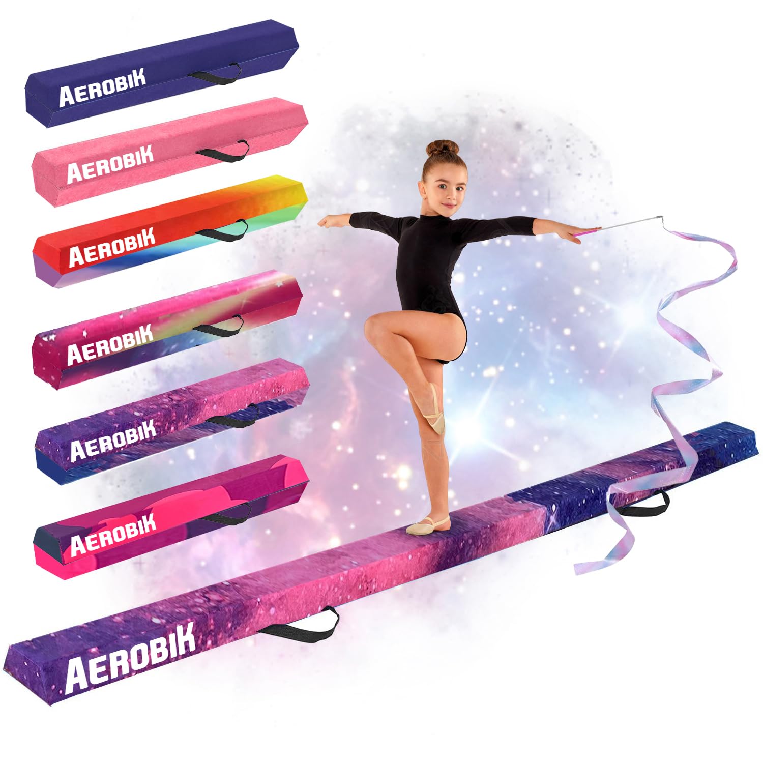 OriginalCup Aerobik Poutre de Gymnastique Pliable Galaxy Rigide Légère Antidérapante | Idéal pour Enfants et Adultes | P