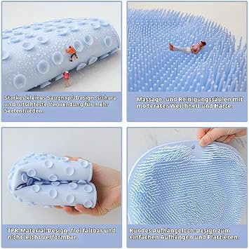 Shower Foot Brush for Shower Back Scrubber Mat Foot Green